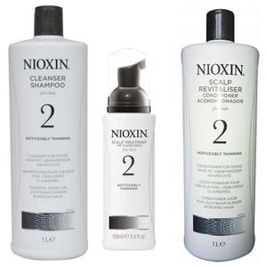 Nioxin - Maxi Csomag - System 2: Normál, vékonyszálú hajra az hajelvékonyulás, hajhullás és hajritkulás ellen kép