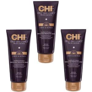 Csomag 3 x Védőkrém Hajra és Fejbőrre - CHI Farouk Deep Brilliance Olive & Monoi Soothe & Protect Hair & Scalp Protective Cream, 177ml kép