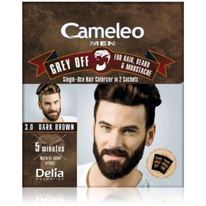 Delia Cosmetics Cameleo Men egyszer használatos festék az ősz haj azonnali fedésére árnyalat 3.0 Dark Brown 2 x 15 ml kép