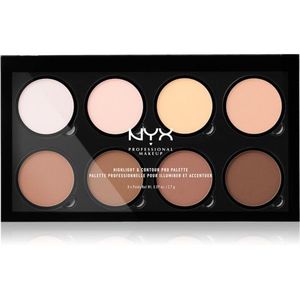NYX Professional Makeup Highlight & Contour PRO Púderes highlight és kontúr paletta 8x2, 7 g kép