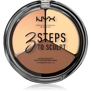 NYX Professional Makeup 3 Steps To Sculpt Púderes highlight és kontúr paletta árnyalat 02 Light 15 g kép