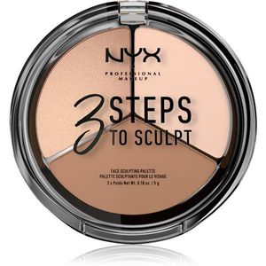 NYX Professional Makeup 3 Steps To Sculpt Púderes highlight és kontúr paletta árnyalat 01 Fair 15 g kép