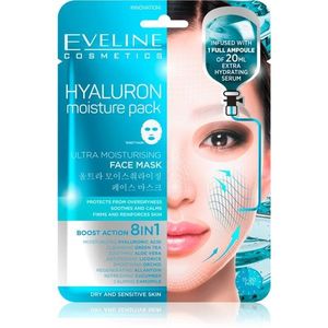 Eveline Cosmetics Hyaluron Moisture Pack szuper hidratáló és nyugtató szövet arcmaszk kép