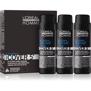 L’Oréal Professionnel Homme Cover 5' színező hajfesték árnyalat 5 Light Brown 3x50 ml kép