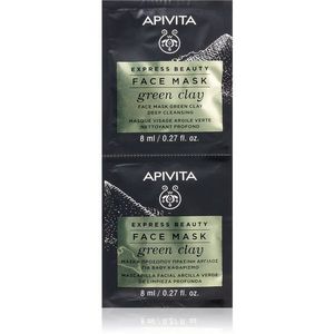 Apivita Express Beauty Green Clay tisztító és kisimító arcmaszk zöld agyaggal 2 x 8 ml kép