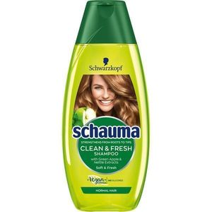 Sampon Zöldalma és Csalán Kivonattal Normál Hajra - Schwarzkopf Schauma Clean & Fresh Shampoo with Green Apple & Nettle Extract for Normal Hair, 400 ml kép
