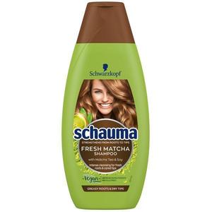 Erősítő Sampon Matcha Teával a Zsíros Hajgyökerekre és Száraz Hajvégekre - Schwarzkopf Schauma Fresh Matcha Shampoo for Greasy Roots & Dry Tips, 400 ml kép