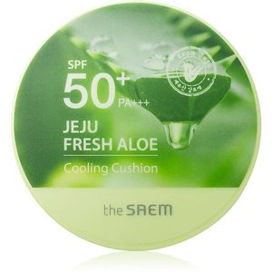 The Saem Jeju Fresh Aloe Cooling Cushion tartós alapozó sminkszivaccsal SPF 50+ nyugtató hatással árnyalat Natural Beige 12 g kép