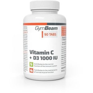 GymBeam Vitamín C + D3 1000 IU, 90 tab. kép