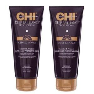 Csomag 2 x Védőkrém Hajra és Fejbőrre - CHI Farouk Deep Brilliance Olive & Monoi Soothe & Protect Hair & Scalp Protective Cream, 177ml kép