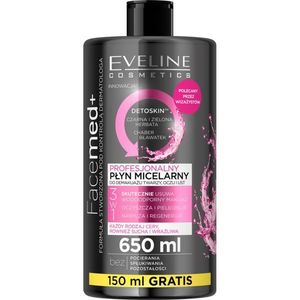 Eveline Cosmetics FaceMed+ tisztító és lemosó micellás víz méregtelenítő hatással 650 ml kép