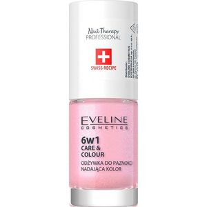 Eveline Cosmetics Nail Therapy Care & Colour körömkondicionáló 6 in 1 árnyalat Shimmer Pink 5 ml kép