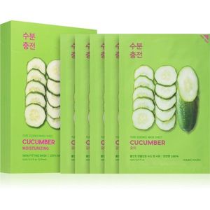 Holika Holika Pure Essence Cucumber arcmaszk nyugtató hatással Érzékeny, bőrpírra hajlamos bőrre 5x20 ml kép