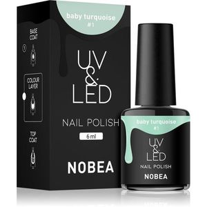 NOBEA UV & LED Nail Polish gél körömlakk UV / LED-es lámpákhoz fényes árnyalat Baby turquoise #1 6 ml kép