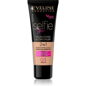 Eveline Cosmetics Selfie Time alapozó és korrektor 2 az 1-ben árnyalat 03 Vanilla 30 ml kép