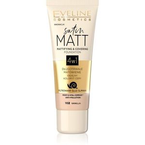Eveline Cosmetics Satin Matt mattító alapozó csigakivonattal árnyalat 102 Vanilla 30 ml kép