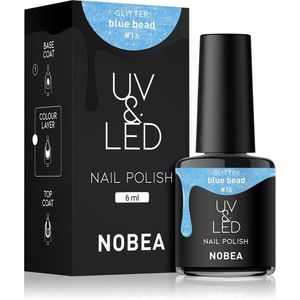 NOBEA UV & LED Nail Polish gél körömlakk UV / LED-es lámpákhoz fényes árnyalat Blue bead #16 6 ml kép