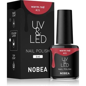NOBEA UV & LED Nail Polish gél körömlakk UV / LED-es lámpákhoz fényes árnyalat Warm red #25 6 ml kép