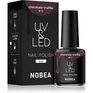 NOBEA UV & LED Nail Polish gél körömlakk UV / LED-es lámpákhoz fényes árnyalat Chocolate truffle #13 6 ml kép