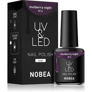 NOBEA UV & LED Nail Polish gél körömlakk UV / LED-es lámpákhoz fényes árnyalat Mulberry night #14 6 ml kép