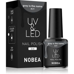 NOBEA UV & LED Nail Polish gél körömlakk UV / LED-es lámpákhoz fényes árnyalat Grey is the name #29 6 ml kép