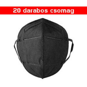 Fekete KN95 légzésvédő arcmaszk / szájmaszk (FFP2) - 20 darabos csomag kép