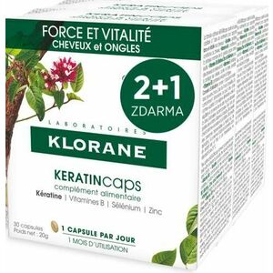 KLORANE KeratinCaps - Erő és vitalitás, haj és köröm, étrend-kiegészítő 3 × 30 kapszula kép