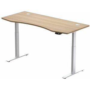Hi5 elektromosan állítható magasságú íróasztal - 2 szegmensű, memóriavezérlővel - fehér konstrukció, tölgyfa asztallap kép