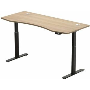 Hi5 elektromosan állítható magasságú íróasztal - 2 szegmensű, memóriavezérlővel - fekete konstrukció, tölgyfa asztallap kép