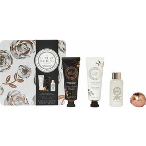 GRACE COLE Fürdő- és testápoló kozmetikai ajándékcsomag fém dobozban - Rózsa és Geranium, 4db kép