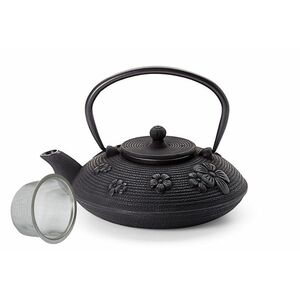 Öntöttvas teáskanna szűrővel 750 ml – fekete díszítéssel kép