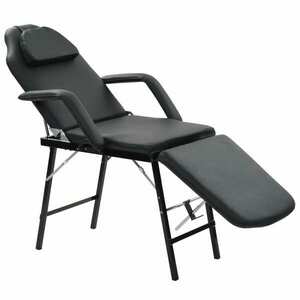 vidaXL hordozható fekete műbőr arckezelő szék 185 x 78 x 76 cm kép
