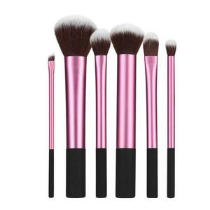 Sminkecset Készlet, 6 darabos, Rózsaszín Fekete - Mimo Makeup Brush Long Ferrule, 6 db. kép