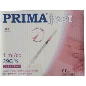 Inzulin Fecskendők Prima, 1ml, kivehető tű, 29G, 1/2" ( 0.33 x 13 mm ), 100 db. kép