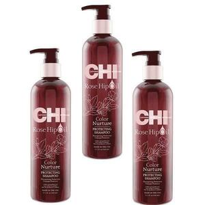 Csomag 3 x Védő Sampon Festett Hajra - CHI Farouk Rose Hip Oil Color Nurture Protecting Shampoo 340ml kép