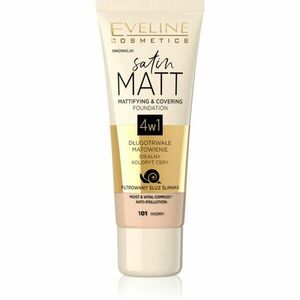 Eveline Cosmetics Satin Matt mattító alapozó csigakivonattal árnyalat 101 Ivory 30 ml kép