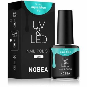 NOBEA UV & LED Nail Polish gél körömlakk UV / LED-es lámpákhoz fényes árnyalat Aqua blue #4 6 ml kép