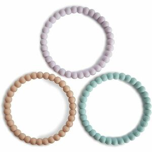 Mushie Pearl Teething Bracelet rágóka Lilac/Cyan/Soft Peach 3 db kép