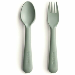 Mushie Fork and Spoon Set étkészlet Sage 2 db kép