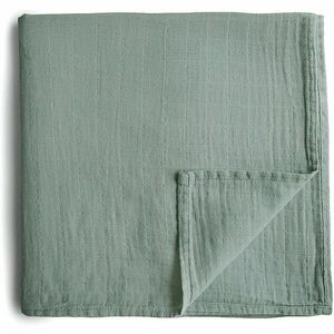 Mushie Muslin Swaddle Blanket Organic Cotton pólya Roman Green 120cm x 120cm 1 db kép