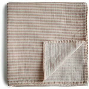 Mushie Muslin Swaddle Blanket Organic Cotton pólya Natural Stripe 120cm x 120cm 1 db kép