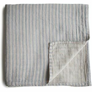 Mushie Muslin Swaddle Blanket Organic Cotton pólya Blue Stripe 120cm x 120cm 1 db kép