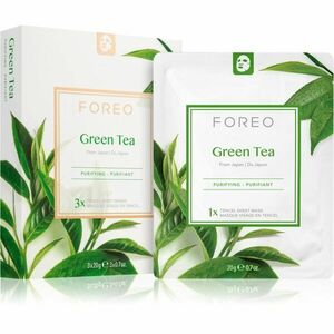 FOREO Farm to Face Sheet Mask Green Tea arcmaszk nyugtató hatással kombinált bőrre 3x20 g kép