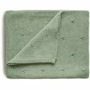 Mushie Knitted Pointelle Baby Blanket kötött takaró gyermekeknek Sage 80 x 100cm 1 db kép