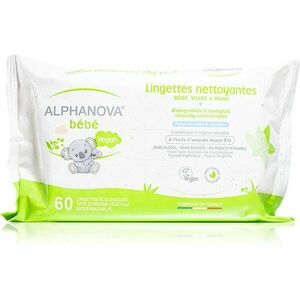 Alphanova Baby Bio extra finom nedves törlőkendő tisztításra gyermekeknek születéstől kezdődően 60 db kép