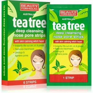Beauty Formulas Tea Tree tisztító tapasz az orr eltömődött pórusaira 6 db kép