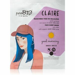 puroBIO Cosmetics Claire Good Morning arcmaszk hidratáló és nyugtató hatással Aloe Vera tartalommal 15 ml kép
