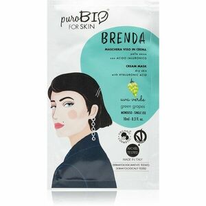 puroBIO Cosmetics Brenda Green Grapes hidratáló és tápláló maszk hialuronsavval 10 ml kép
