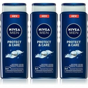 Nivea Men Protect & Care fürdőgél férfiaknak 3 x 500 ml (takarékos kiszerelés) kép