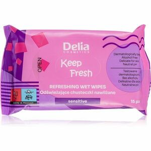 Delia Cosmetics Keep Fresh Sensitive frissítő nedves törlőkendők 15 db kép
